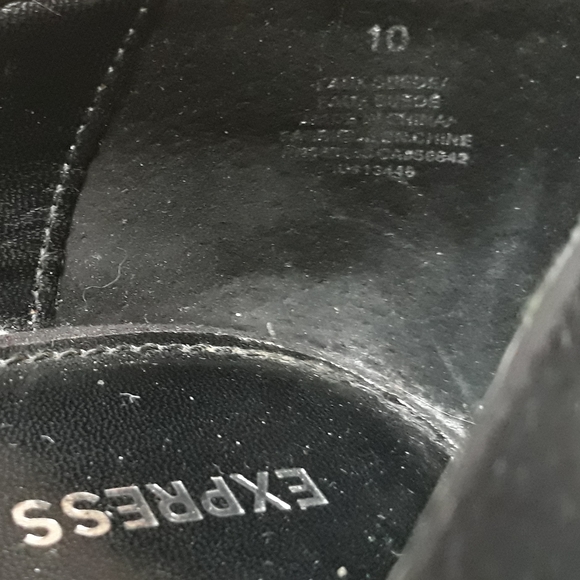 1990's Express Faux Snake Skin Open Toe Wedge Heels - Size 10 Black Suede Shoes - Picture 4 of 15